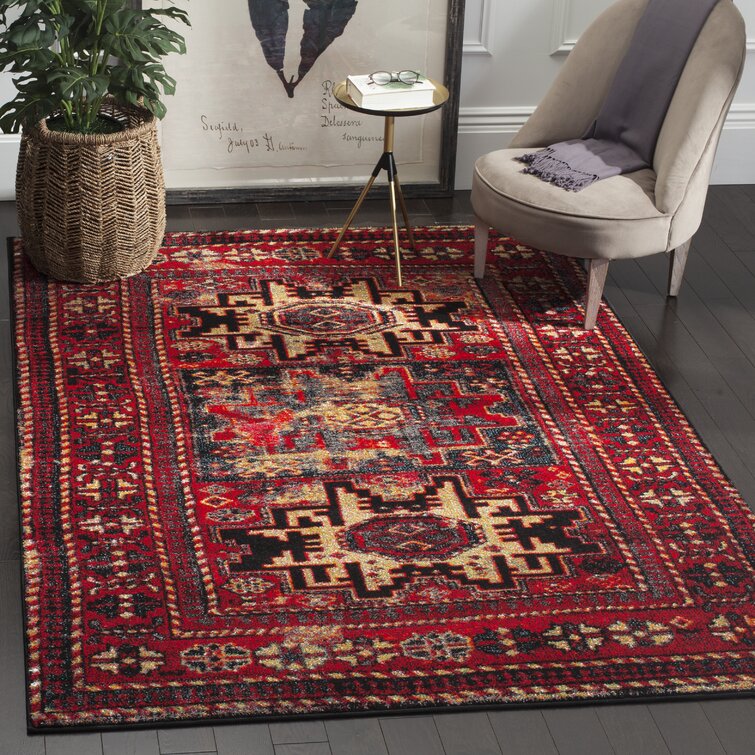 Payless Rugs Clearance Belvedere Scroll Red Area Rug - 7 ft