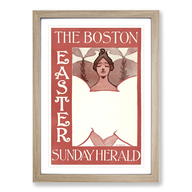 The Boston Easter Sunday Herald by Ethel Reed - Picture Frame Painting, 65cm H x 48cm W x 2cm D, Oak Framed
