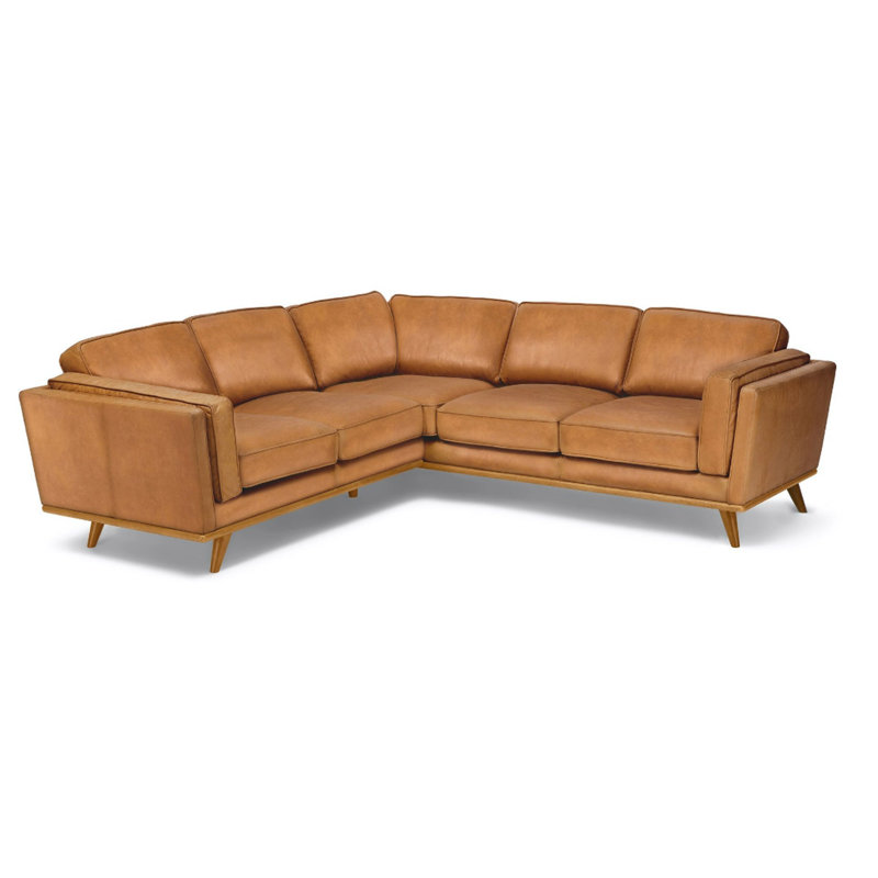 Canapé d'angle modulaire en cuir Cadiz brun clair Cadiz