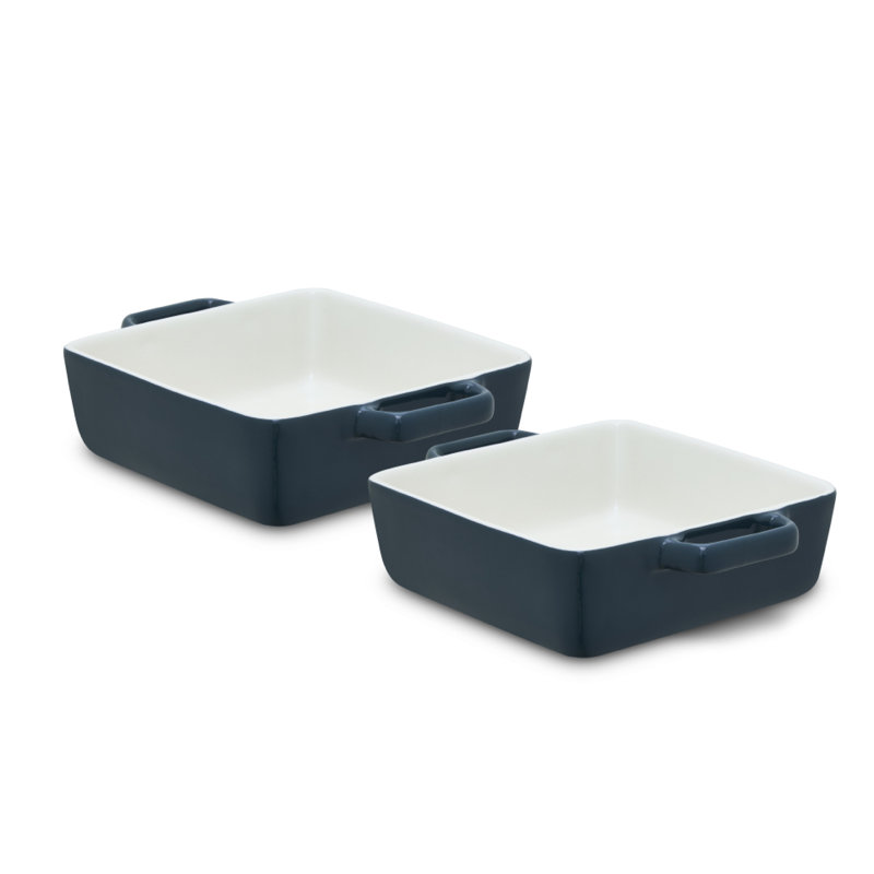 Barbary & Oak Nattura Square Stoneware 2 Piece Casserole Bakeware Set, Agave