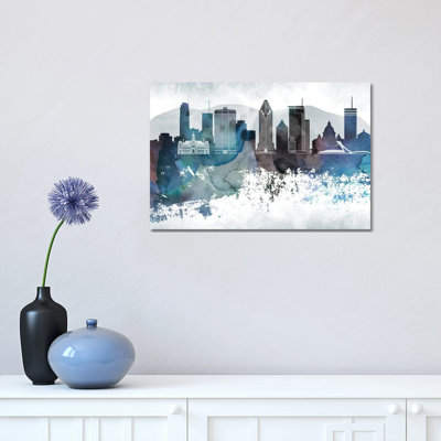 Montreal Bluish Skyline - Wrapped Canvas Print