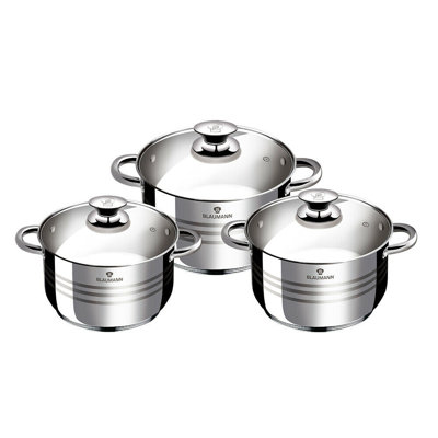 Blaumann 6.1L Non-Stick Stainless Steel Pot Set