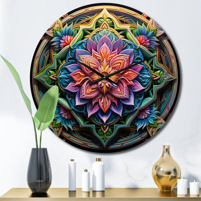 Ancient Colorful Magical Mandala I Metal Wall Clock