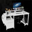 Bureau d'ordinateur 47 po avec prise de courant, 2 supports pour écran, 2 tiroirs, blanc | Bois aggloméré + métal