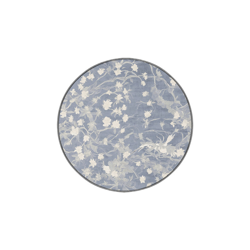 Machine Washable Gray Area Rug, Round 3'