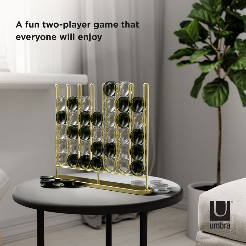 Modern Brass and Frosted Acrylic Connect Four Game