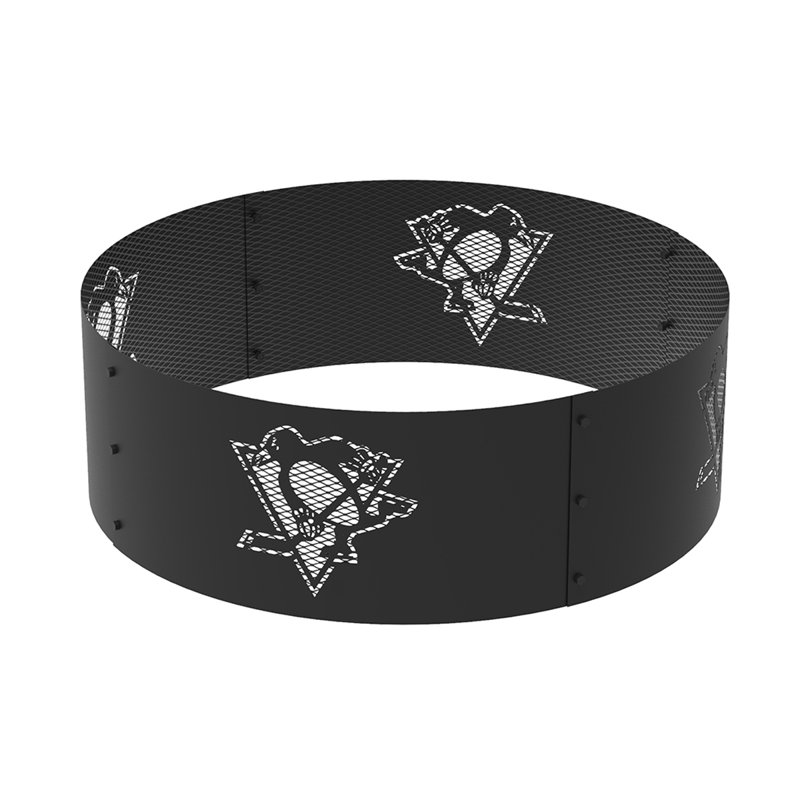 Round Steel Wood Burning Fire Pit, Pittsburgh Penguins