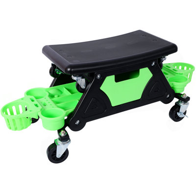 Rolling Detailing Creeper Seat, Roller Mechanic Detailing Utility Seat, Rolling Mechanic Stool With Wheels, Removable Tool Trays Drawer, 300 Lbs Capacity For General Garage Use, And Home Use