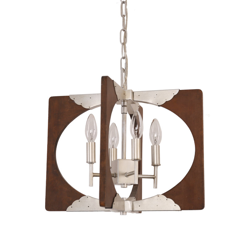 Lustre Dopp Art, Brun rustique / Blanc, H 15 po x l 16,1 po x P 5,1 po