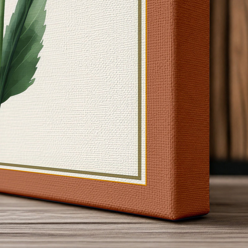 Pink Carnation Study Botanical - Wrapped Canvas, 36x24 - 91.4 x 61.0 cm, Terracotta Border