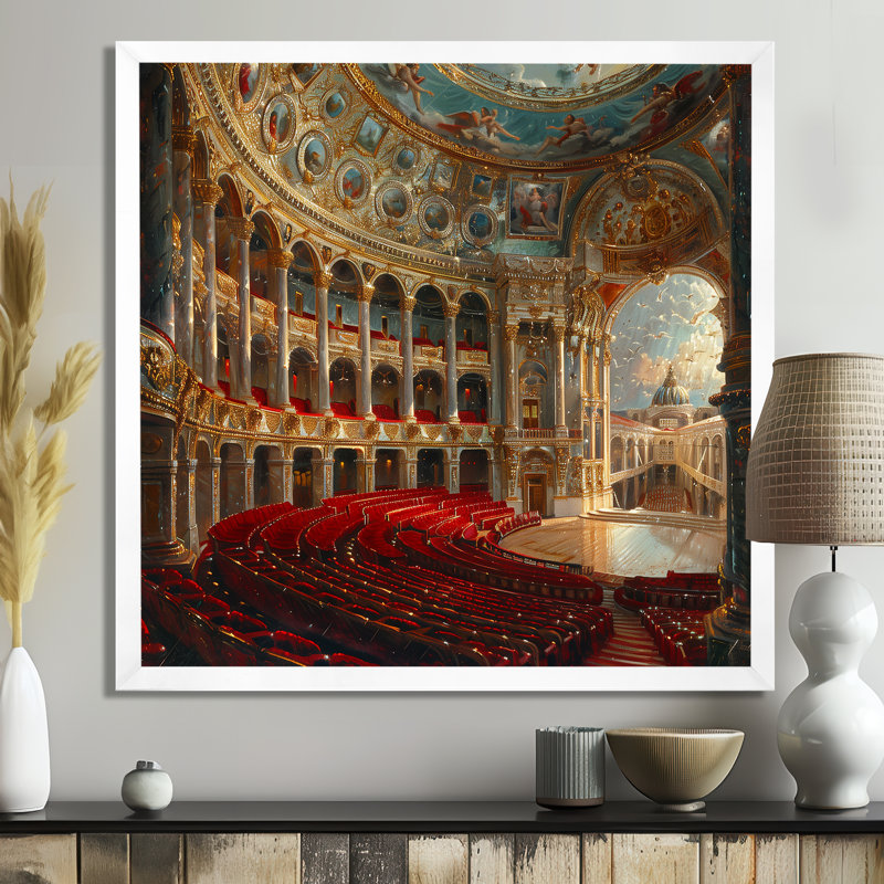 Décoration murale rouge or élégant Opéra - Opéra, H 30 po x l 30 po x P 1 po, Toile encadrée blanche avec une seule photo