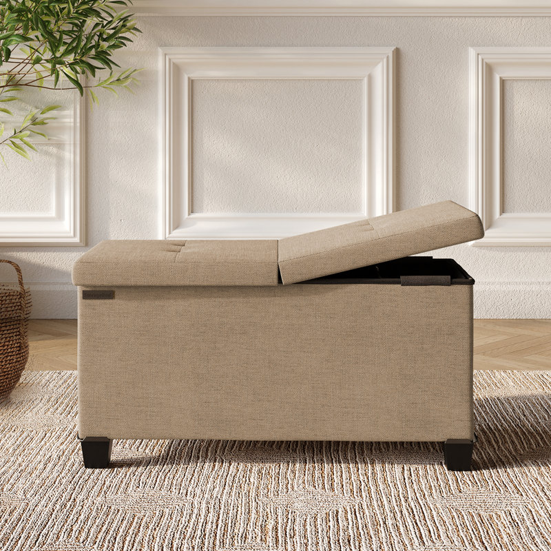 Banc de rangement avec repose-pieds Vérrant, 15"H x 43"W x 15"D, Taupe