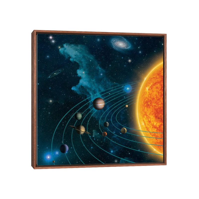 Solar System by Vincent Hie - Print on Canvas, Classic Brown Wood Framed, 93.98 cm H x 93.98 cm W
