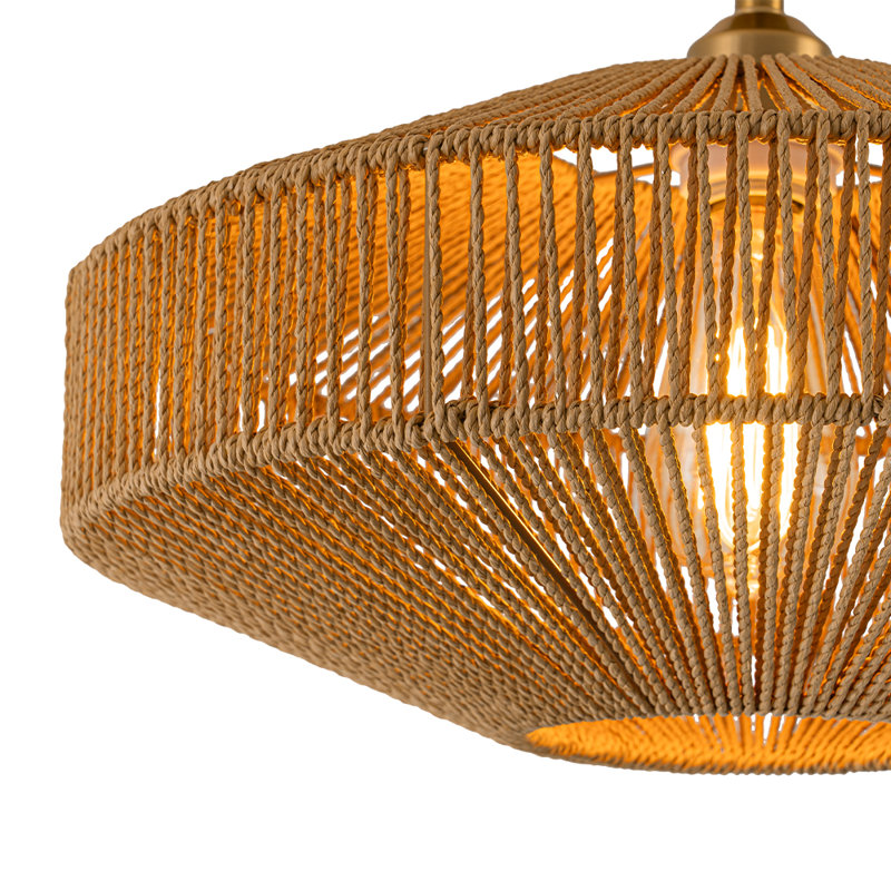 Plafonnier semi-encastré géométrique tissé 1 lumière Boho 