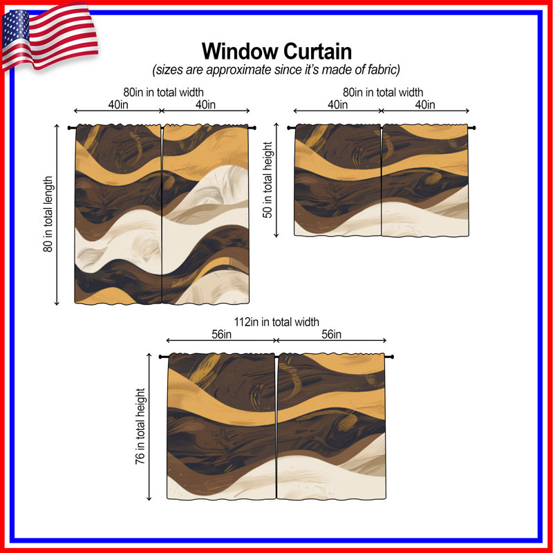 Rideaux de fenêtre Wavy Earthy, 40in x 60in - 2 panels, Room Darkening
