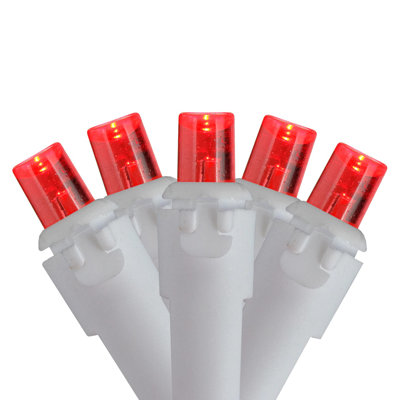 100 Count Red LED Wide Angle Icicle Christmas Lights  5.5 Ft White Wire