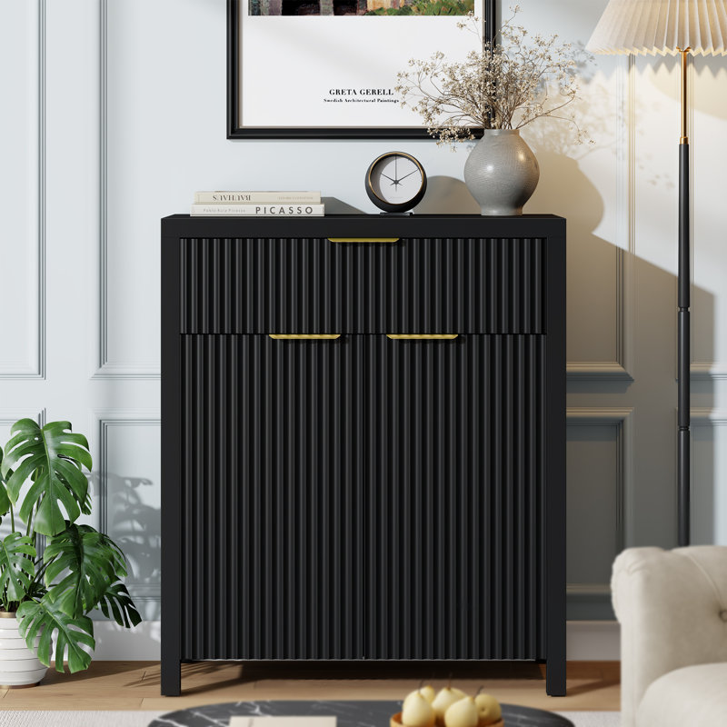 Modern Sideboard Cabinet With Large Drawer,Storage Buffet With Adjustable Shelf ,Entryway Cabinet With Water Ripple Design, Perfect Storage For Dining Room, Kitchen, And Entryway