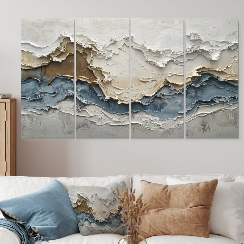 «Oberheim - Abstract Collages Wall Art», ensemble d'art mural moderne, 4, H 32 po x l 64 po