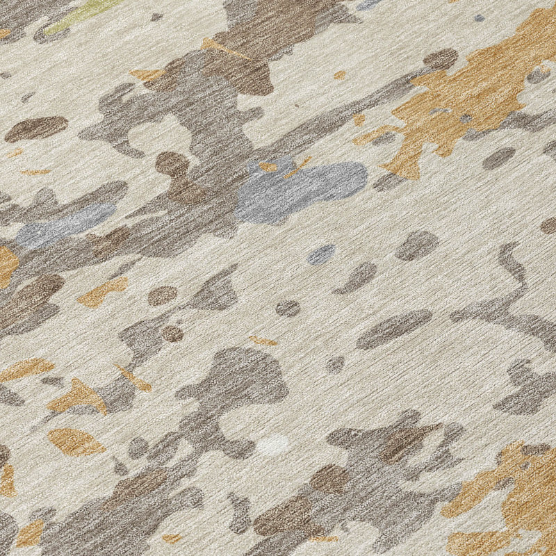 Machine Washable Indoor/Outdoor Chantille ACN2595 Abstract Rug, 8' x 10', Beige