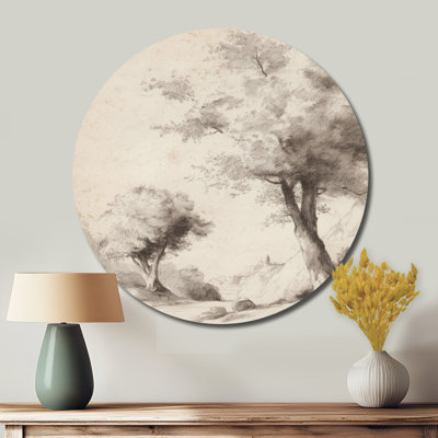 «Vintage Forest In English Countryside», art mural rond en métal
