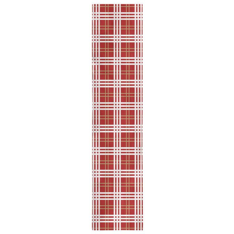 Paid Polyester Table Runner, 72" L x 16" W, Red/White/Tan