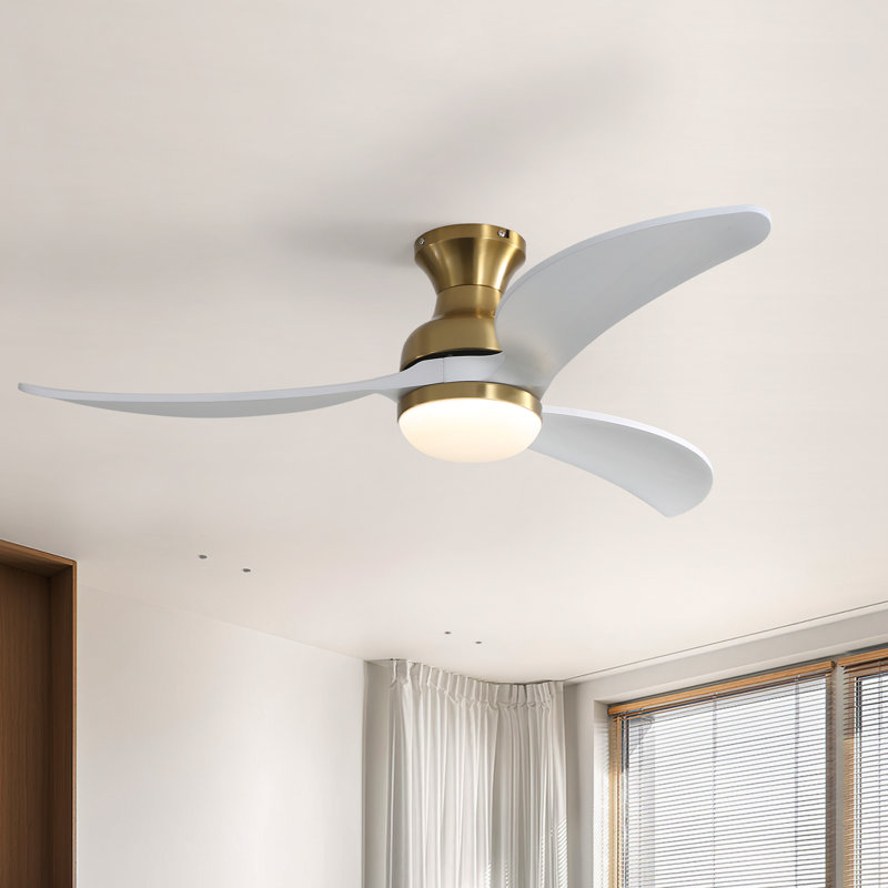 Nicola 52" 3 - Blade LED Standard Ceiling Fan with Remote Control and Light Kit Included, Gold/White