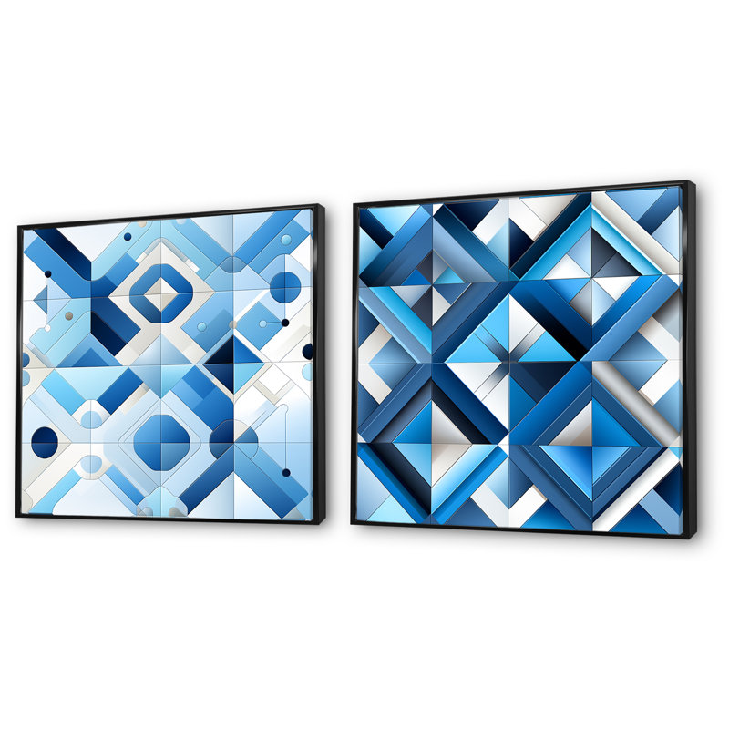 Dainan - Ensemble de 2 reproductions d'art abstrait, Cadre noir, H 36 po x l 73 po x P 1,5 po