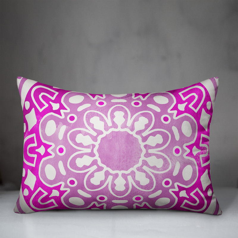 Outdoor Reversible Throw Pillow, Pink, Floral 2