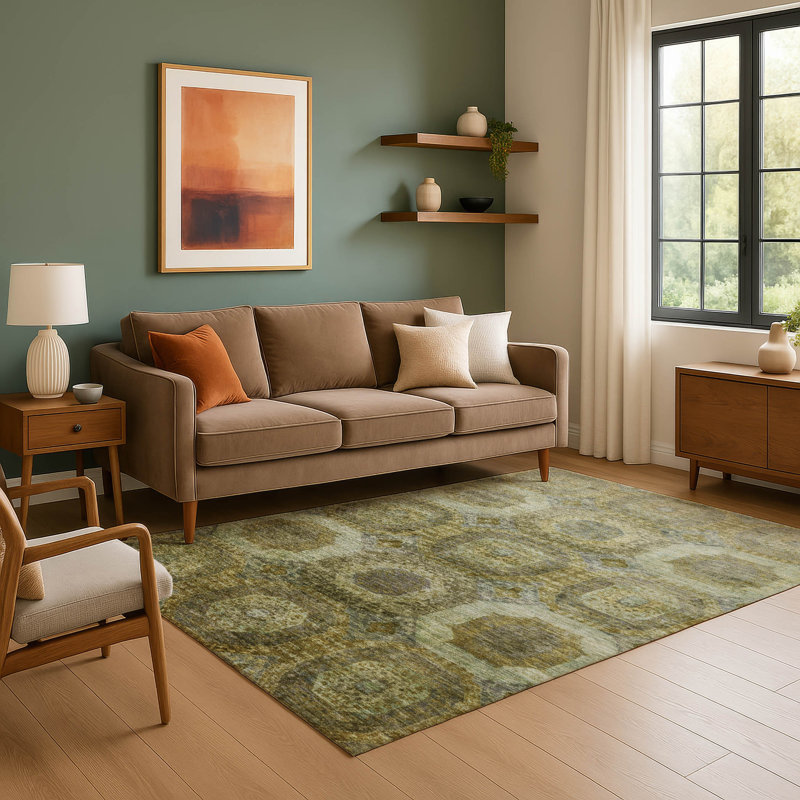 Premium Machine Washable Ralston AMF1944 Panels Rug, Rectangle 5' x 7'6"