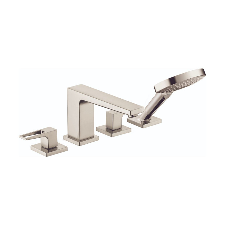 Metropol Double Handle Deck Mounted Roman Tub Faucet Trim with Diverter and Handshower