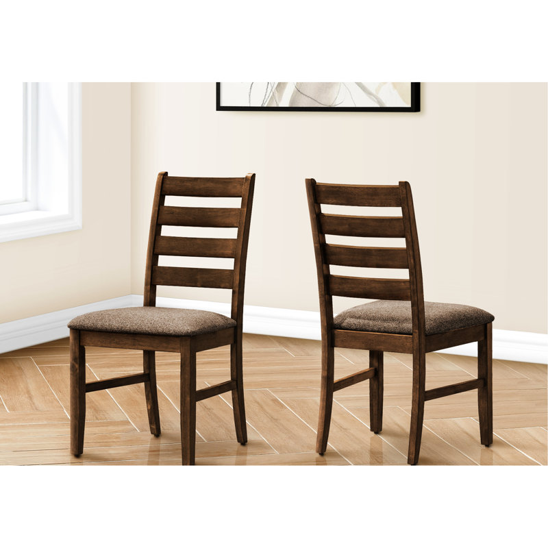 Chaises de salle à manger transitionnelles de 2 à 38 po de hauteur, cerisier antique, revêtement en tissu brun, pour et pour la cuisine, structure en bois massif, siège rembourré en mousse (2) siège, pièce et cuisine rembourrés, pieds