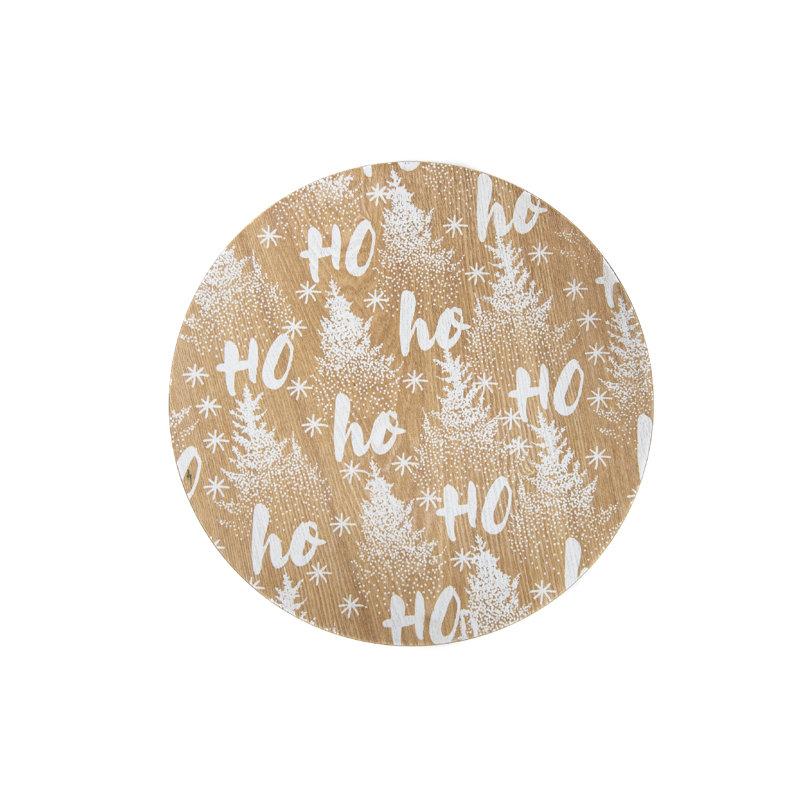 Ensemble de 6 assiettes décoratives en bambou blanc Ho Ho Ho, White