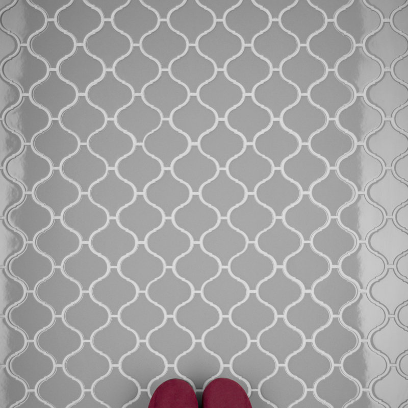 Metro Lantern 9-1/2 " x 10-3/4 " Porcelain Mosaic Floor and Wall Tile, Light Gray Glossy