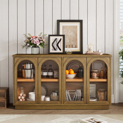 60"Wood Storage Console Table with 3 Drawer and Cabinet