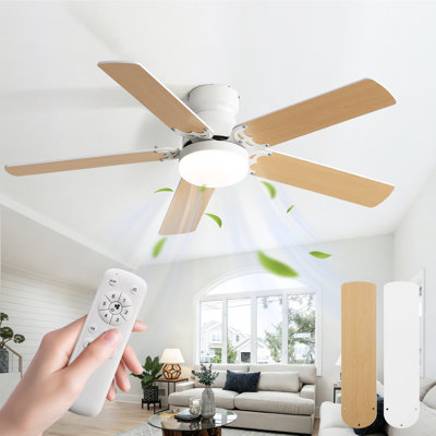 Derick 5-Blade Modern Ceiling Fan with LED Light and Remote Control