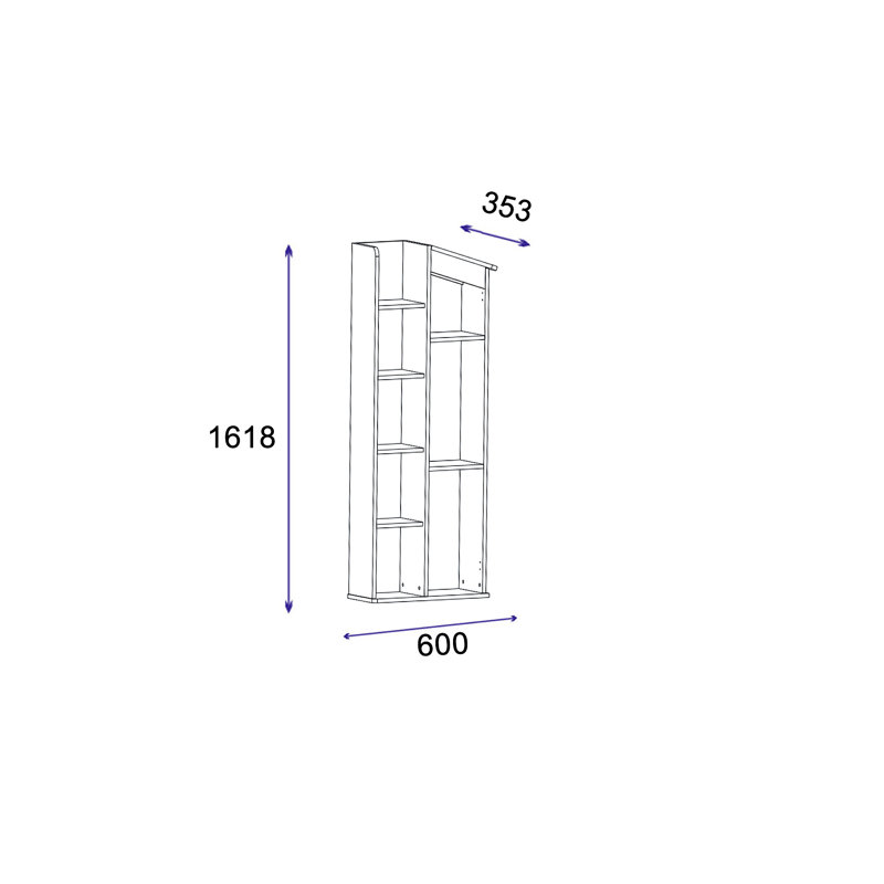 Alinblot 161.8cm H x 60cm W Standard Bookcase