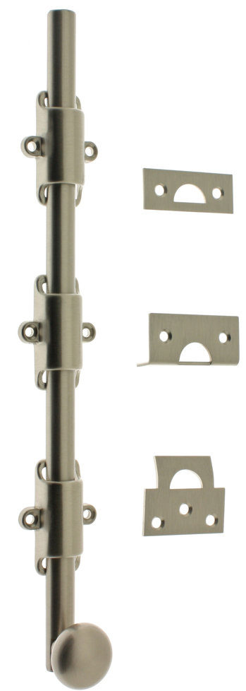 Solid Brass 12" Heavy Duty Surface Bolt with Round Knob idh by St. Simons 