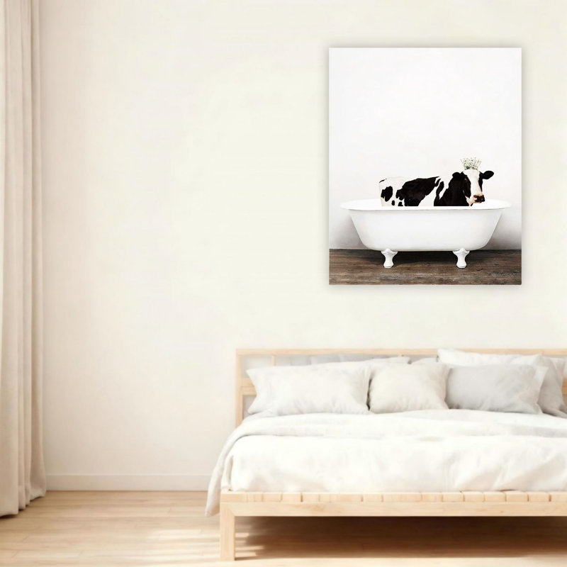 Baignoire rétro avec art mural en toile sans cadre 24 "x 36"