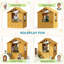 Maisonnette d'extérieur, maisonnette en bois pour enfants avec porte fonctionnelle, 3 fenêtres et 2 bacs à fleurs, maisonnette pour jardin pour enfants, salle de jeux intérieure pour enfants, 3 à 8 ans, brun