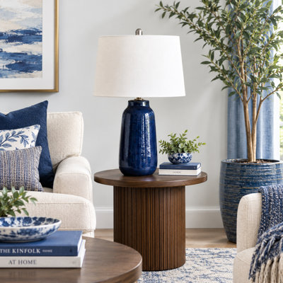 Lampe de table en céramique Sirocco 27 ​​po bleu automne