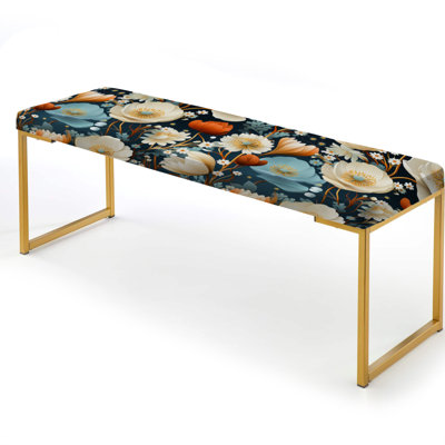 Schwab  Floral Upholstered Gold Bench