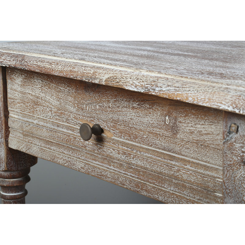 Table de bout avec rangement Carrillo, Blanc délavé