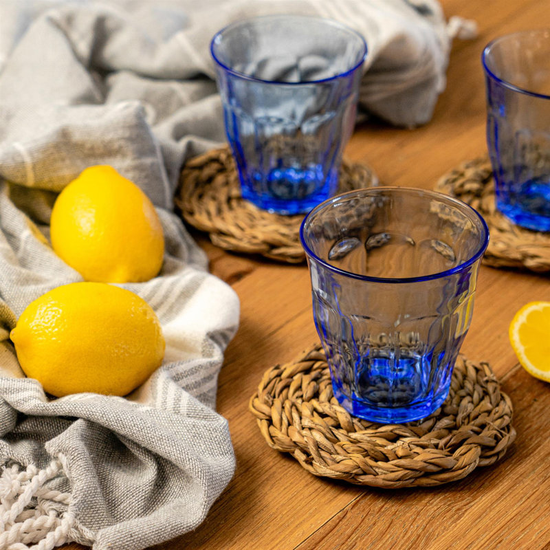 Duralex - Picardie Drinking Glasses - Tumblers for Water, Juice, Blue, 220, 6