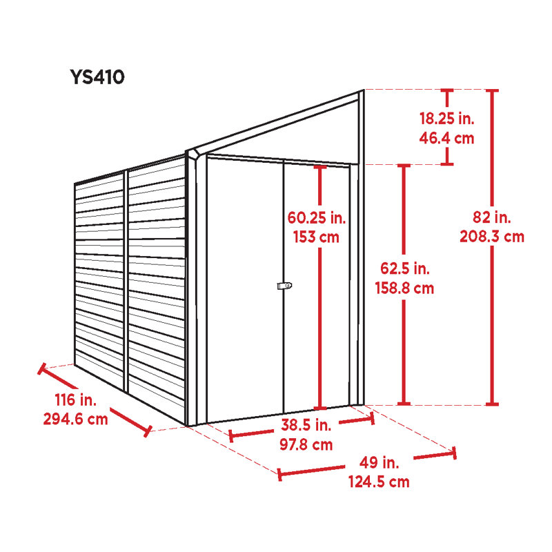 Remise de rangement en acier 4 x 10 pi Yardsaver®, H 82 po x l 49 po x P 116 po