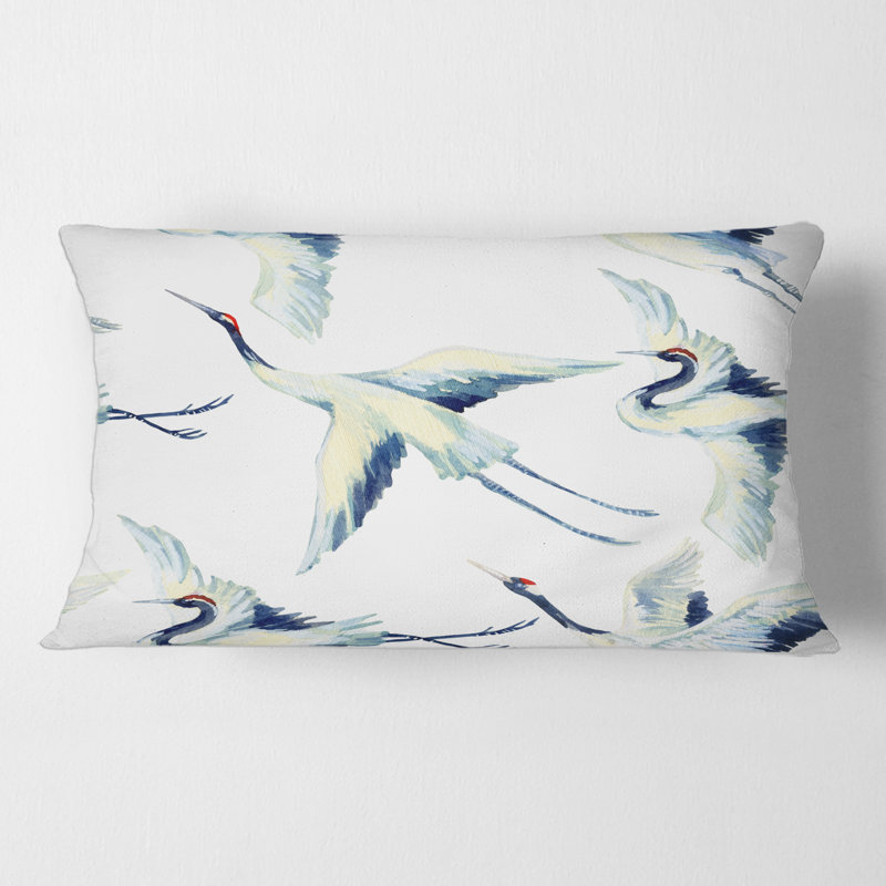 Asian Crane Bird - coussin traditionnel imprimé