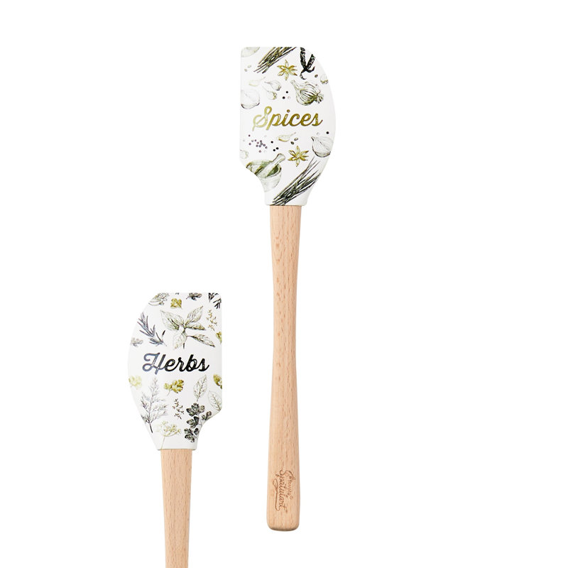 Tovolo Spatulart Herbs and Spices Silicone Spatula with Wood Handle