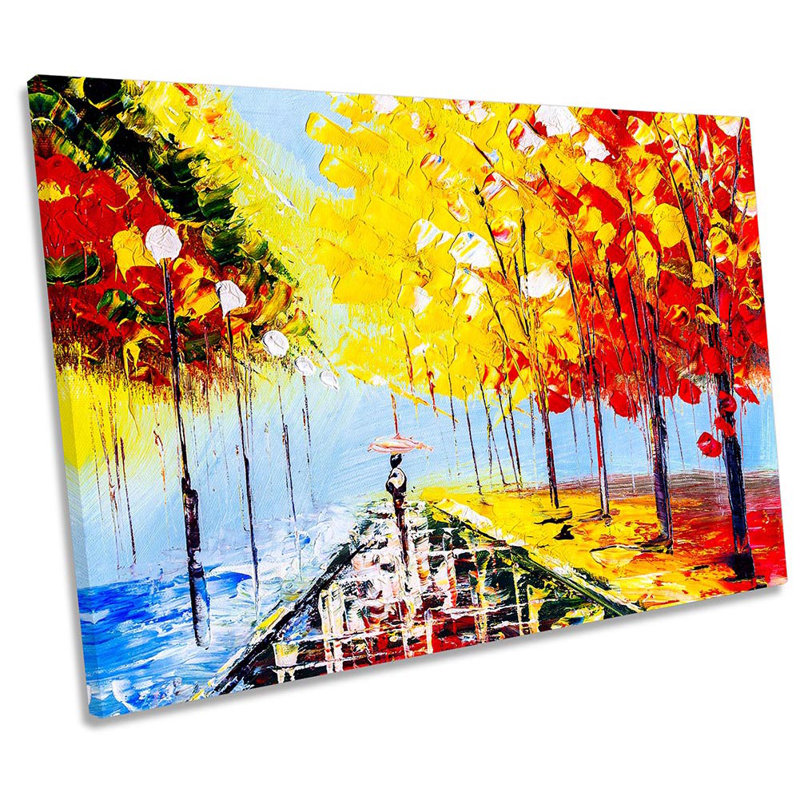 Autumn Trees Modern - Wrapped Canvas Painting, 91.4cm H x 137.2cm W
