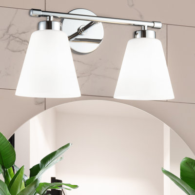 Éclairage pour salle de bain 2 lumières en verre transparent doré