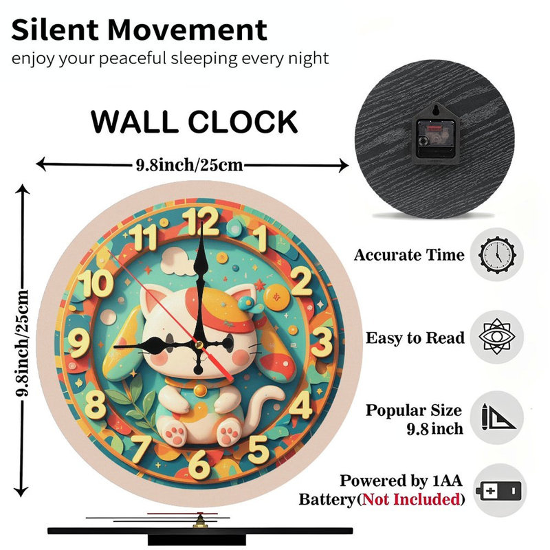 Décoration mignonne d'horloge de chat