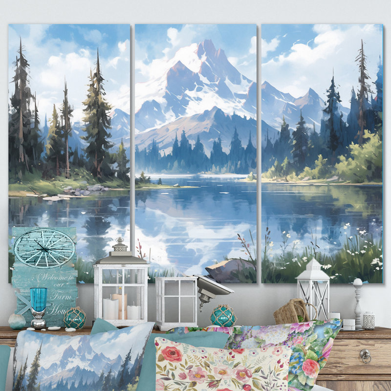 Mountain View Bliss III sur toile, reproduction de 3 pièces, H 32 po x l 48 po x P 1 po